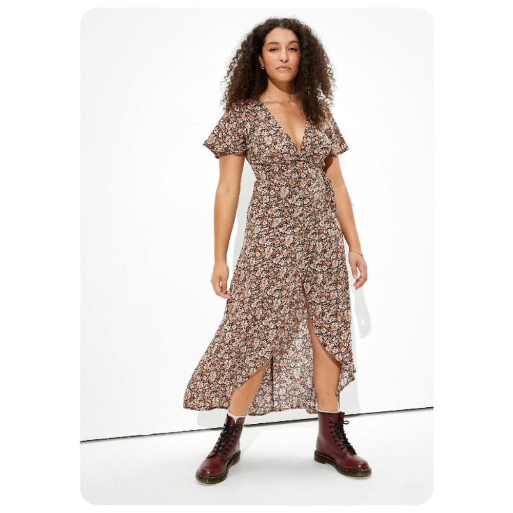 American Eagle Floral Wrap Dress sz XL